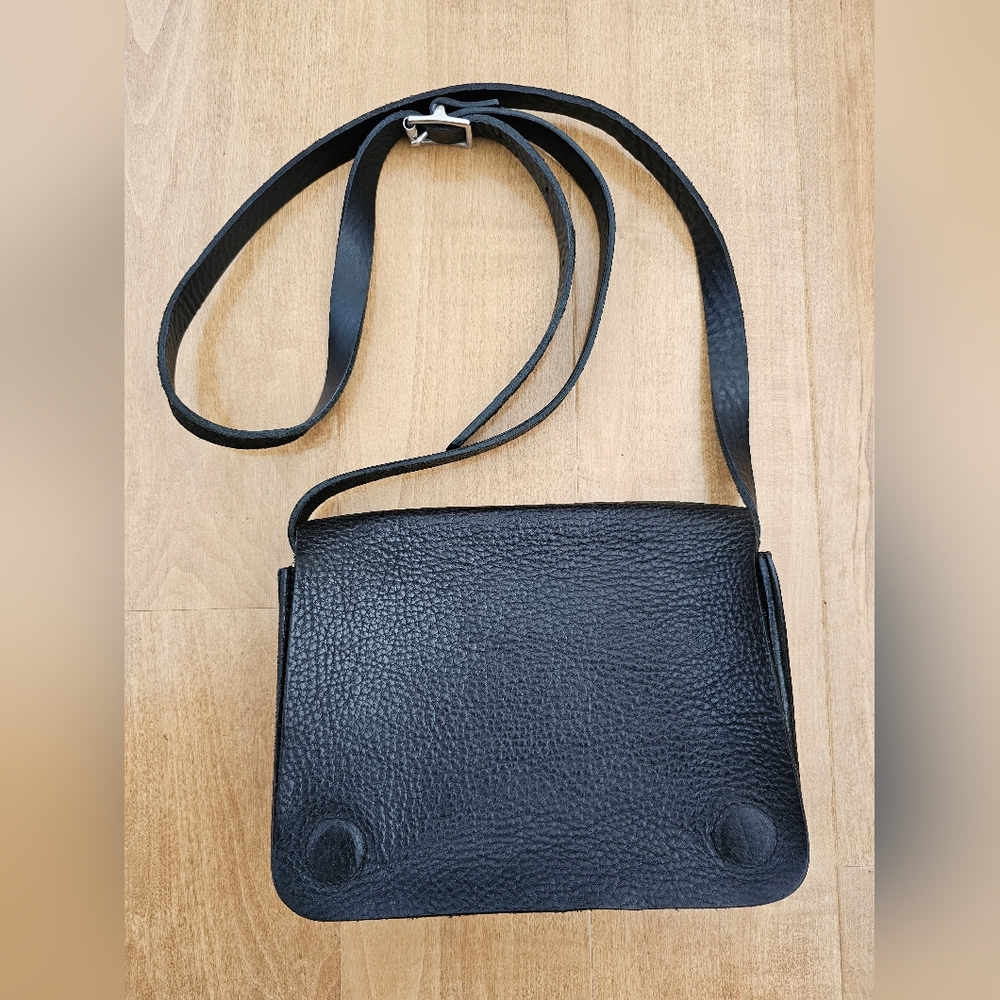 Black Leather Crossbody Bag - Unbranded